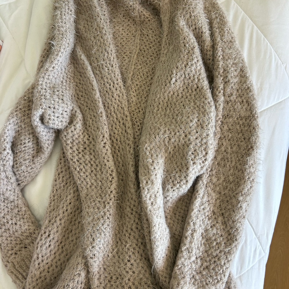 Madison Taupe Knit Open-Front Cardigan